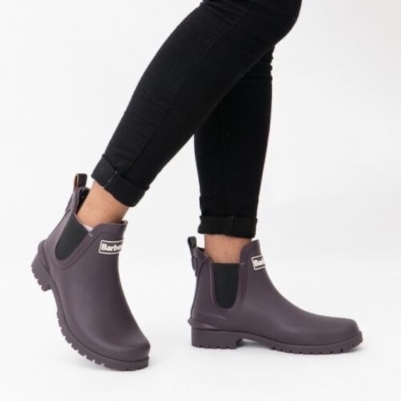 NEW Barbour Women's Wilton Wellington Ankle Rain Boots WATERPROOF BOOTIES PURPLE - Picture 4 of 6